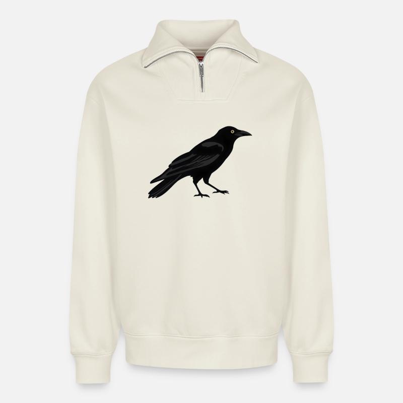 Rabe - Relaxed Unisex Organic Half Zip Sweatshirt – von SPREAD - Naturweiß