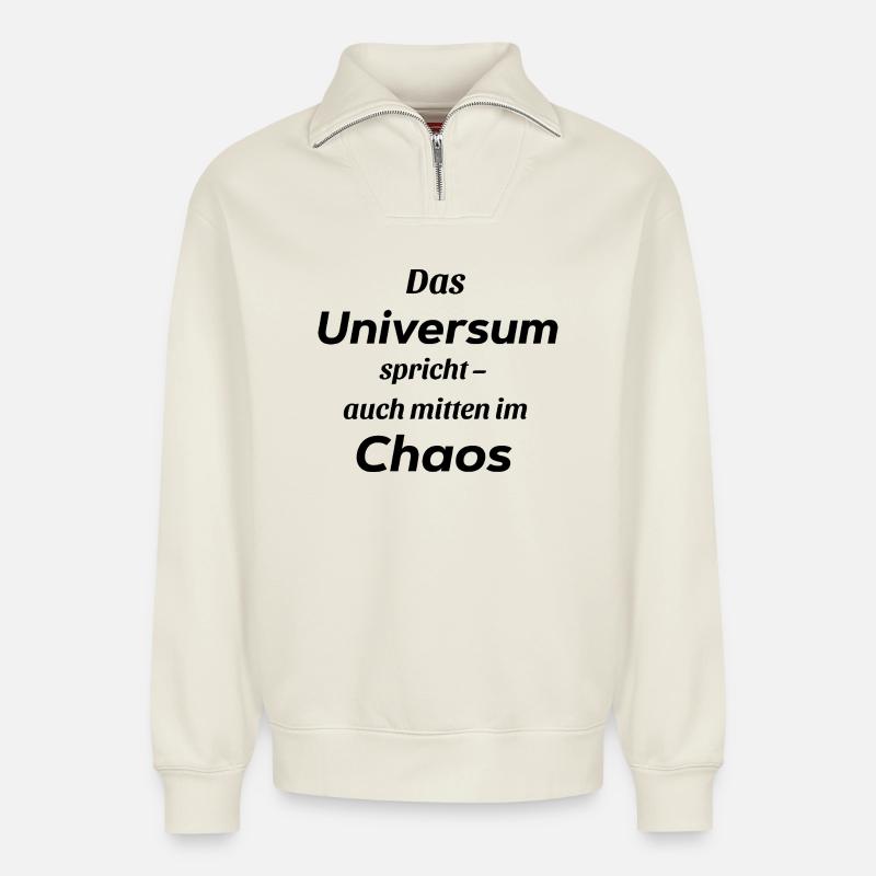 Das_Universum - Relaxed Unisex Organic Half Zip Sweatshirt – von SPREAD - Naturweiß