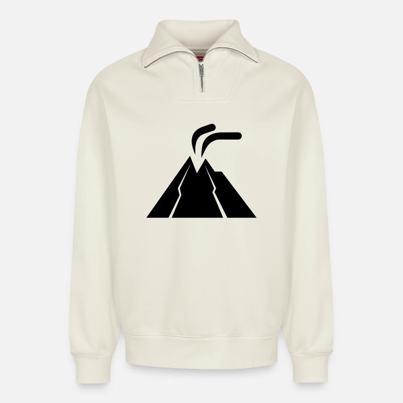 volcano - Relaxed Unisex Organic Half Zip Sweatshirt – by SPREAD - off white