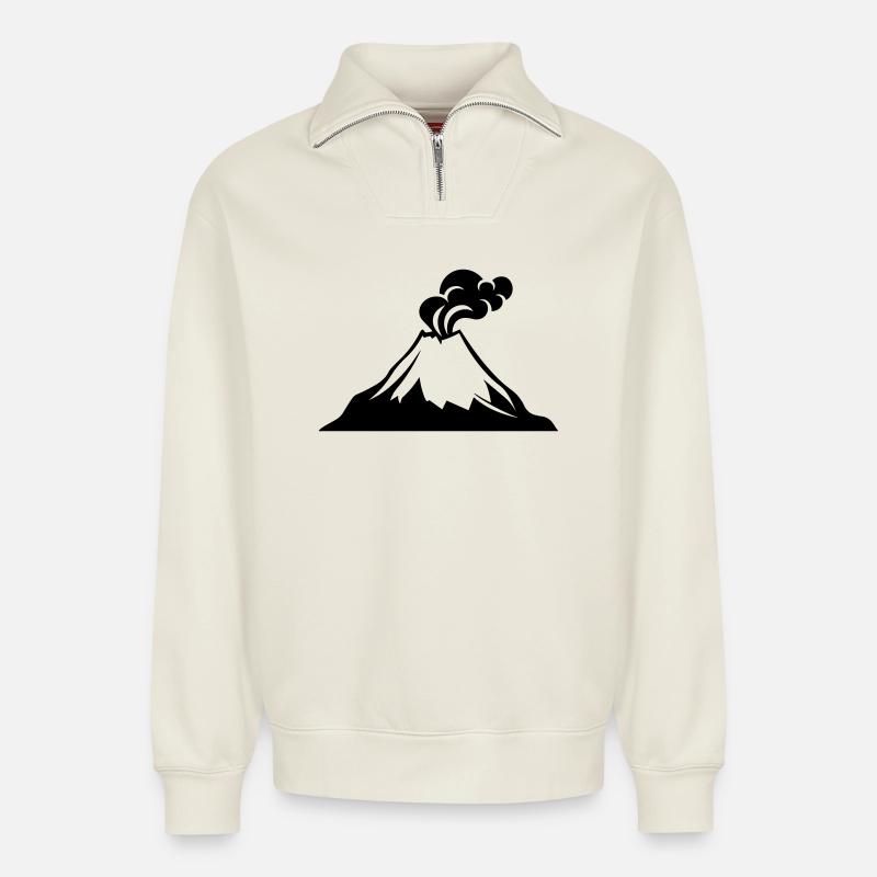 Volcan - Sweat unisexe décontracté en coton biologique à demi-zip – de SPREAD - blanc cassé