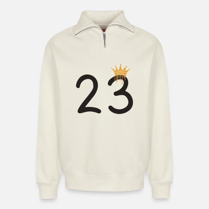 23 - Relaxed Unisex Organic Half Zip Sweatshirt – von SPREAD - Naturweiß