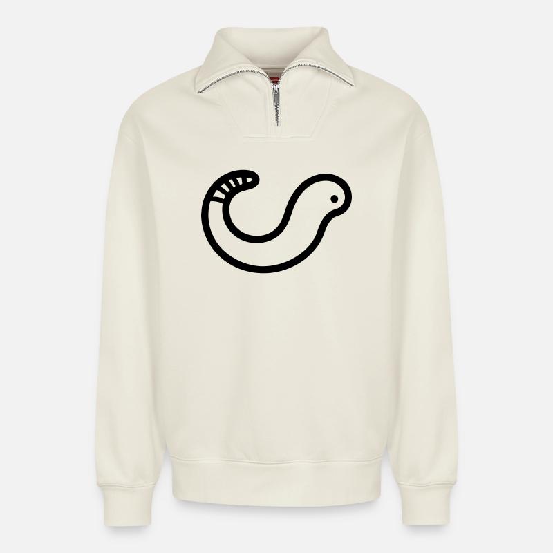 Regenwurm - Relaxed Unisex Organic Half Zip Sweatshirt – von SPREAD - Naturweiß
