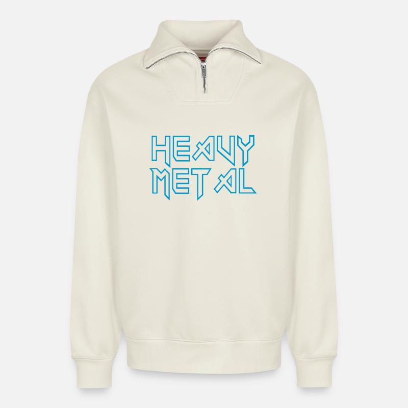 Schwermetall - Relaxed Unisex Organic Half Zip Sweatshirt – von SPREAD - Naturweiß