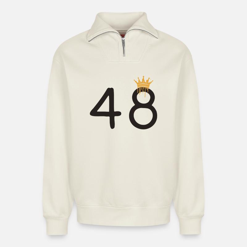 48 - Relaxed Unisex Organic Half Zip Sweatshirt – von SPREAD - Naturweiß