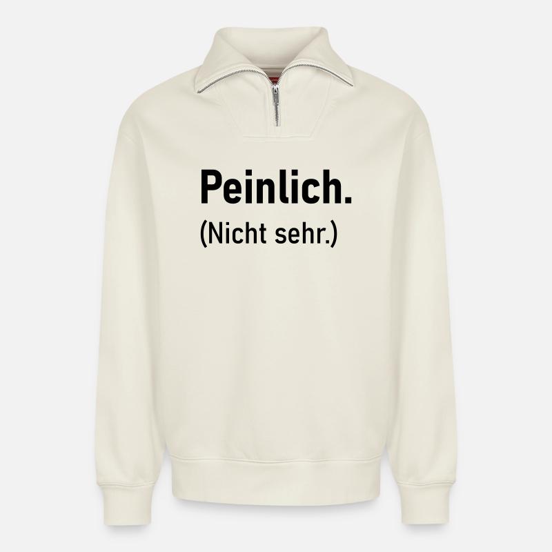 embarrassing - Relaxed Unisex Organic Half Zip Sweatshirt – by SPREAD - off white
