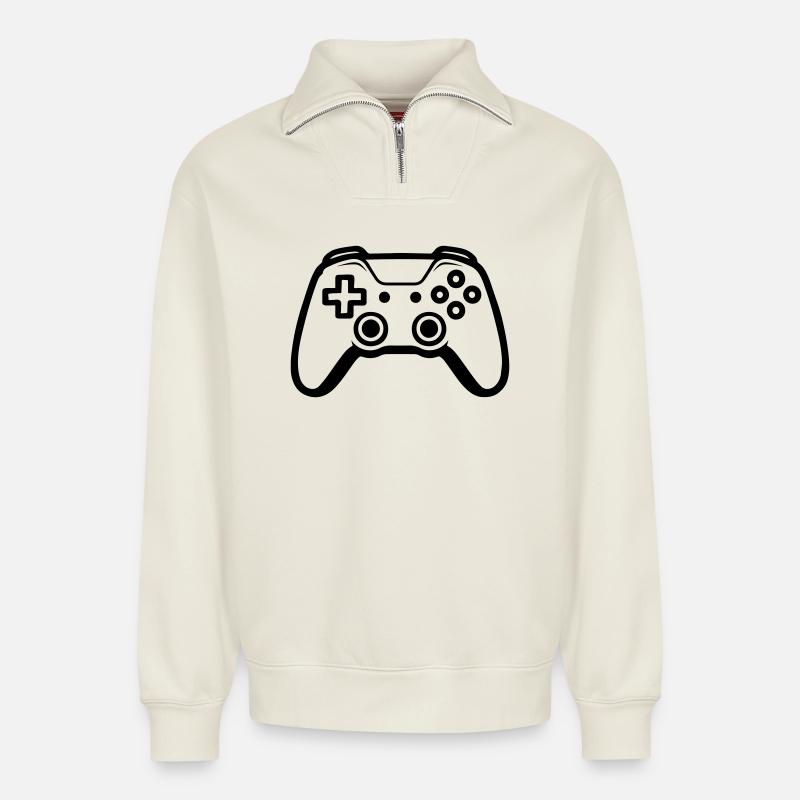 Controller Joypad Gamer - Relaxed Unisex Organic Half Zip Sweatshirt – by SPREAD - off white