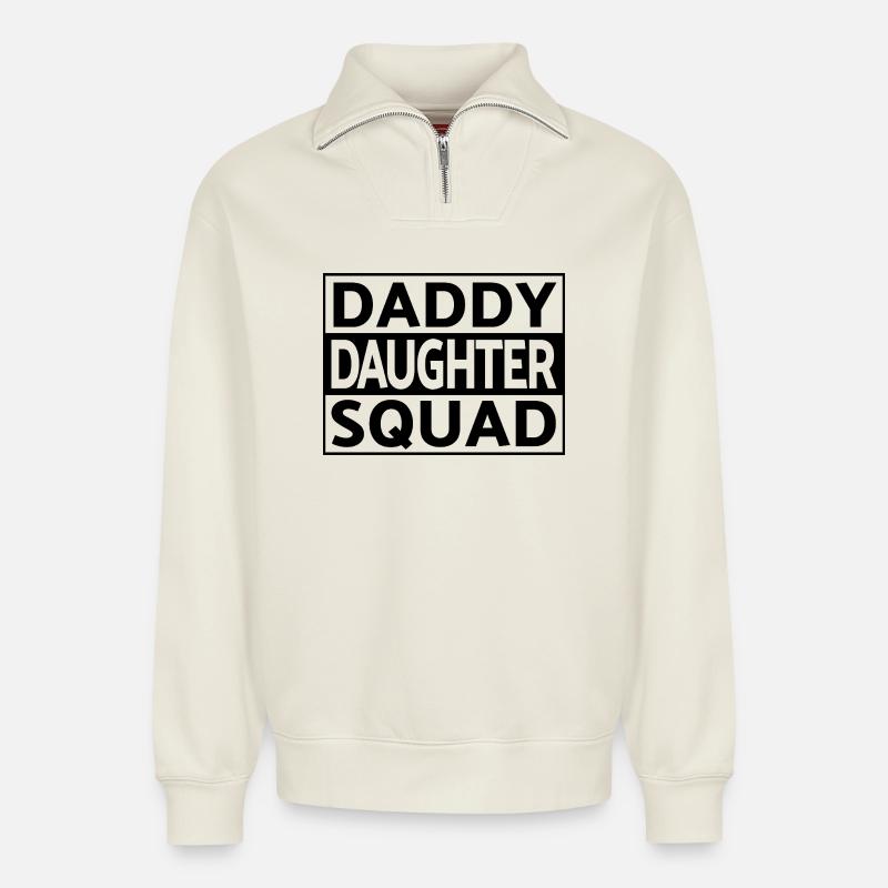 Daddy Daughter Squad Matching Vater Tochter - Relaxed Unisex Organic Half Zip Sweatshirt – von SPREAD - Naturweiß