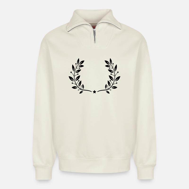 Lorbeerkranz - Relaxed Unisex Organic Half Zip Sweatshirt – von SPREAD - Naturweiß