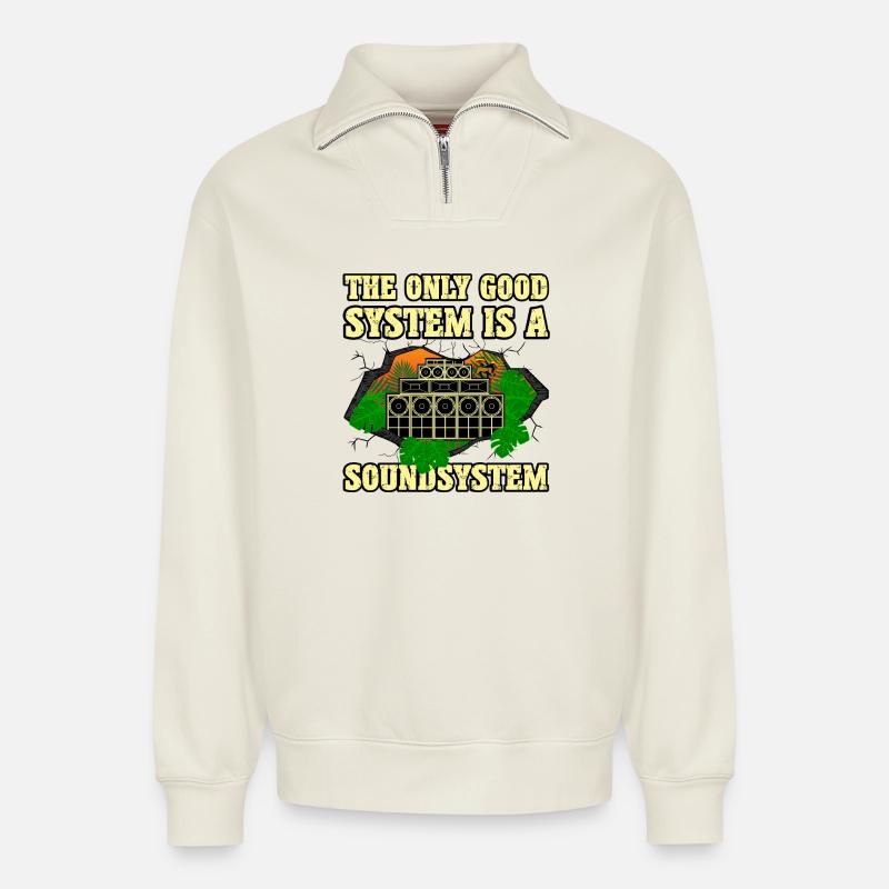 Dub Soundsystem - Relaxed Unisex Organic Half Zip Sweatshirt – von SPREAD - Naturweiß