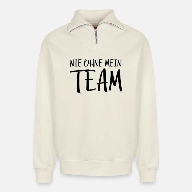 Mein Team - Relaxed Unisex Organic Half Zip Sweatshirt – von SPREAD - Naturweiß