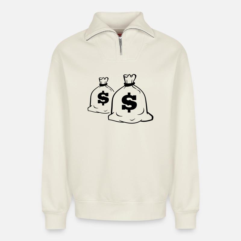 Crew - Relaxed Unisex Organic Half Zip Sweatshirt – von SPREAD - Naturweiß