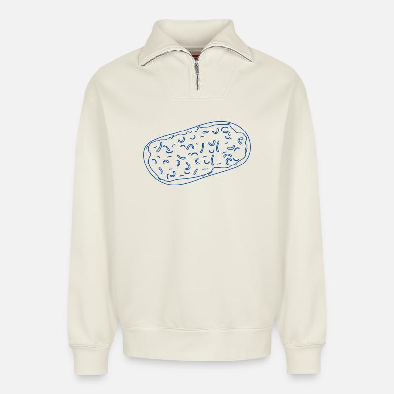 Flammkuchen - Relaxed Unisex Organic Half Zip Sweatshirt – von SPREAD - Naturweiß
