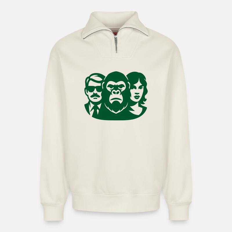 Pulp Trio - Relaxed Unisex Organic Half Zip Sweatshirt – von SPREAD - Naturweiß