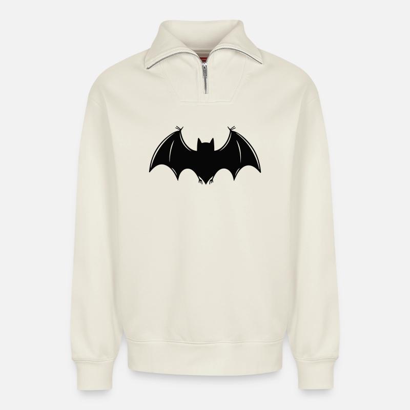 Fledermaus - Relaxed Unisex Organic Half Zip Sweatshirt – von SPREAD - Naturweiß