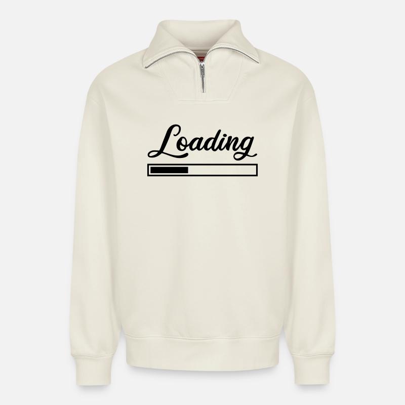 Loading - Relaxed Unisex Organic Half Zip Sweatshirt – by SPREAD - off white