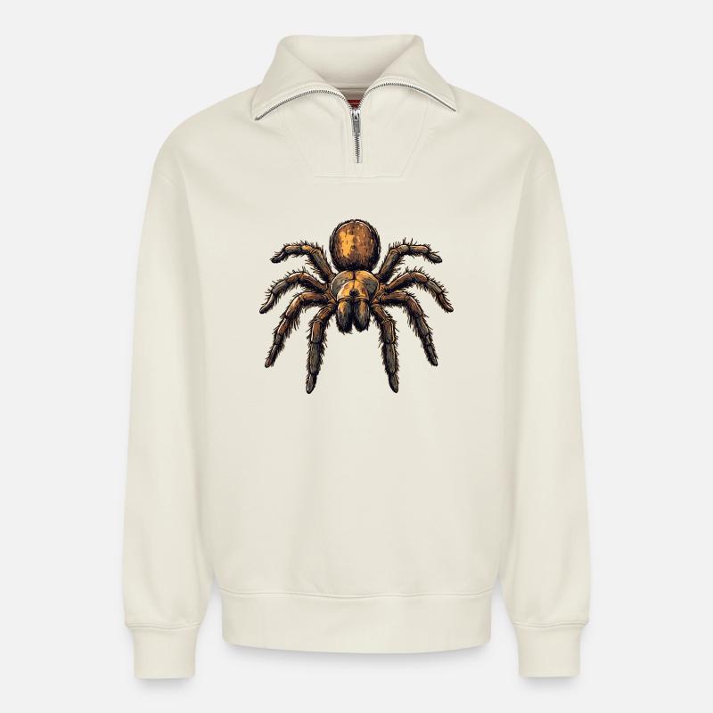 Taranteln Tarantel - Relaxed Unisex Organic Half Zip Sweatshirt – von SPREAD - Naturweiß
