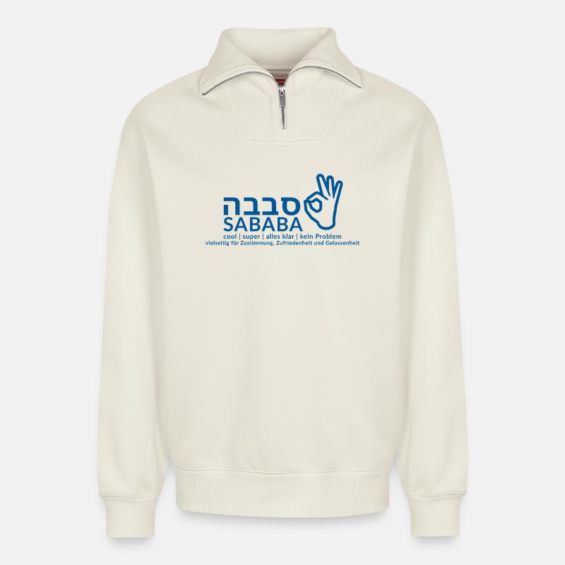 Sababa - Relaxed Unisex Organic Half Zip Sweatshirt – von SPREAD - Naturweiß