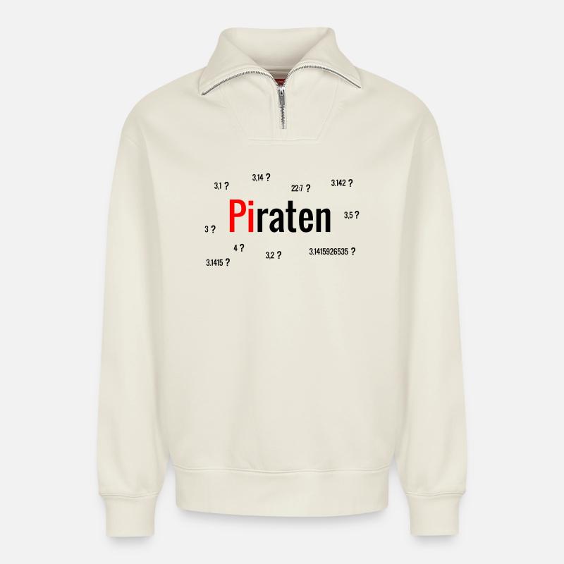 Pirates - Sweat unisexe décontracté en coton biologique à demi-zip – de SPREAD - blanc cassé