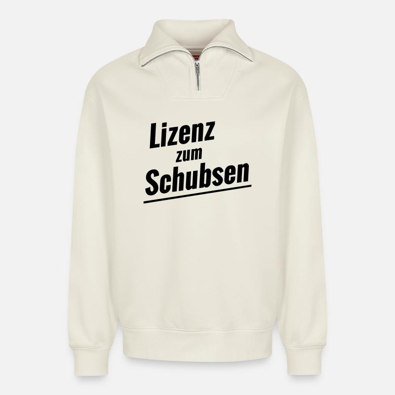 Licence pour pousser - Sweat unisexe décontracté en coton biologique à demi-zip – de SPREAD - blanc cassé