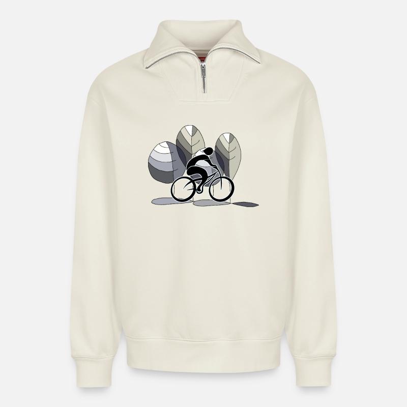 Radfahrer - Relaxed Unisex Organic Half Zip Sweatshirt – von SPREAD - Naturweiß