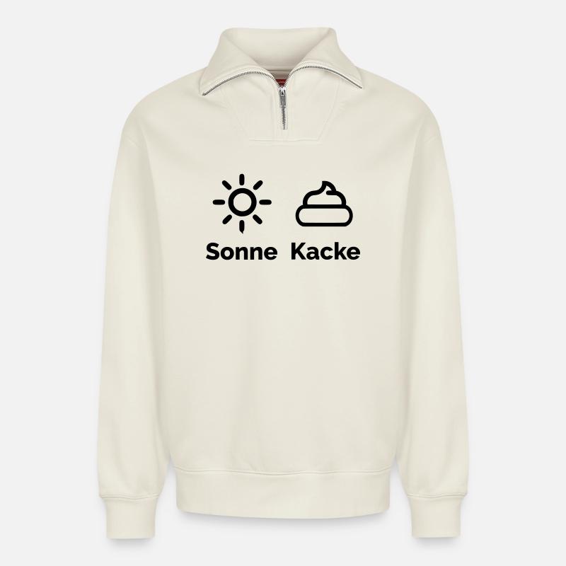 Sonne Kacke - Relaxed Unisex Organic Half Zip Sweatshirt – von SPREAD - Naturweiß