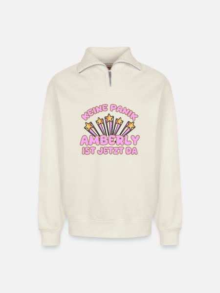 Amberly as a woman's name - Relaxed Unisex Organic Half Zip Sweatshirt – by SPREAD - off white