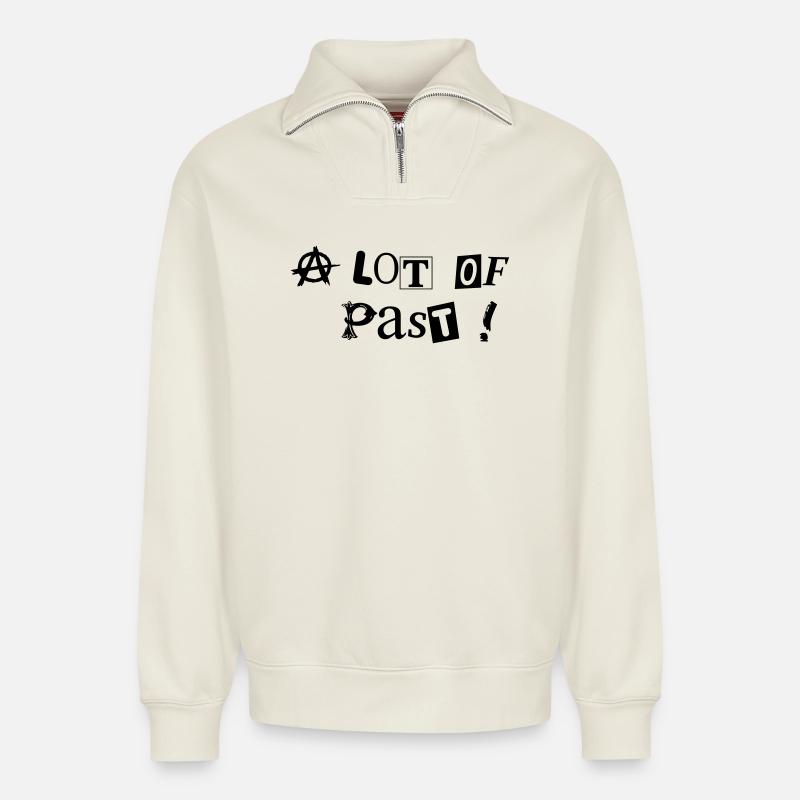 Punk Beaucoup de passé - Sweat unisexe décontracté en coton biologique à demi-zip – de SPREAD - blanc cassé
