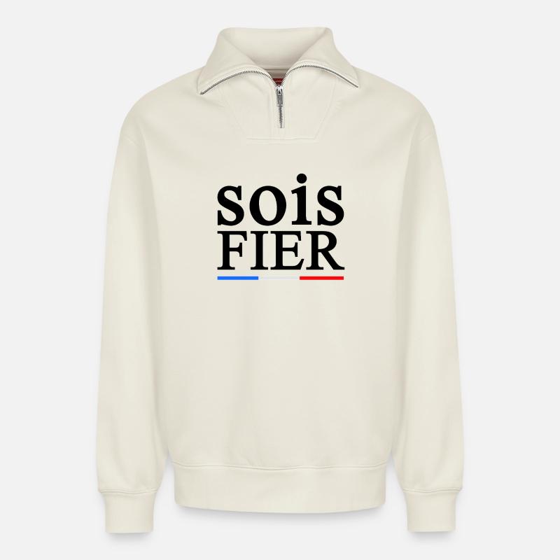 STOLZER 1 - Relaxed Unisex Organic Half Zip Sweatshirt – von SPREAD - Naturweiß