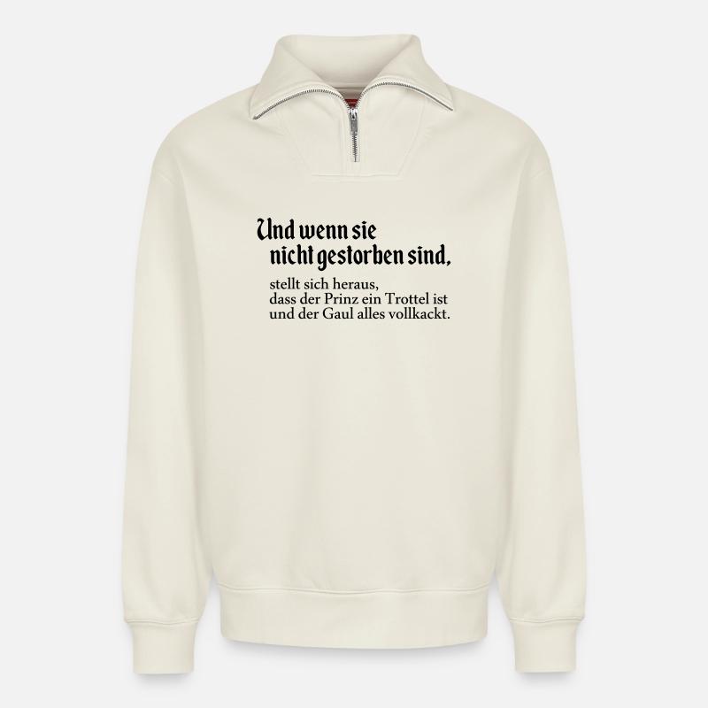 Wenn sie nicht - Relaxed Unisex Organic Half Zip Sweatshirt – von SPREAD - Naturweiß