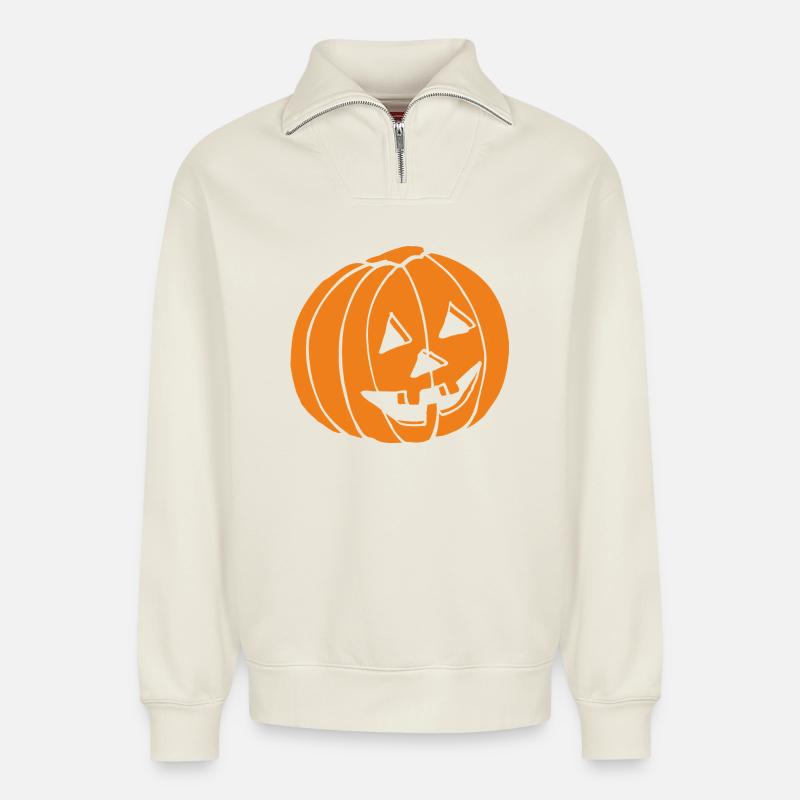 Halloween - Relaxed Unisex Organic Half Zip Sweatshirt – von SPREAD - Naturweiß