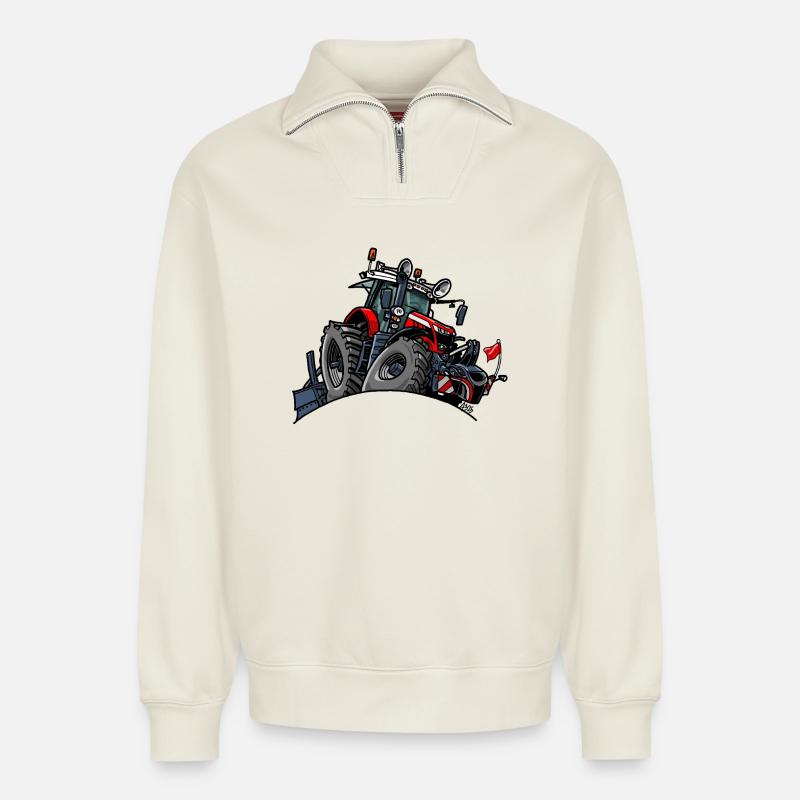 Nr. 1399-RODE_TREKKER - Relaxed Unisex Organic Half Zip Sweatshirt – von SPREAD - Naturweiß