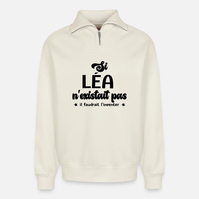 Lea personalized gift lea - Relaxed Unisex Organic Half Zip Sweatshirt – by SPREAD - off white