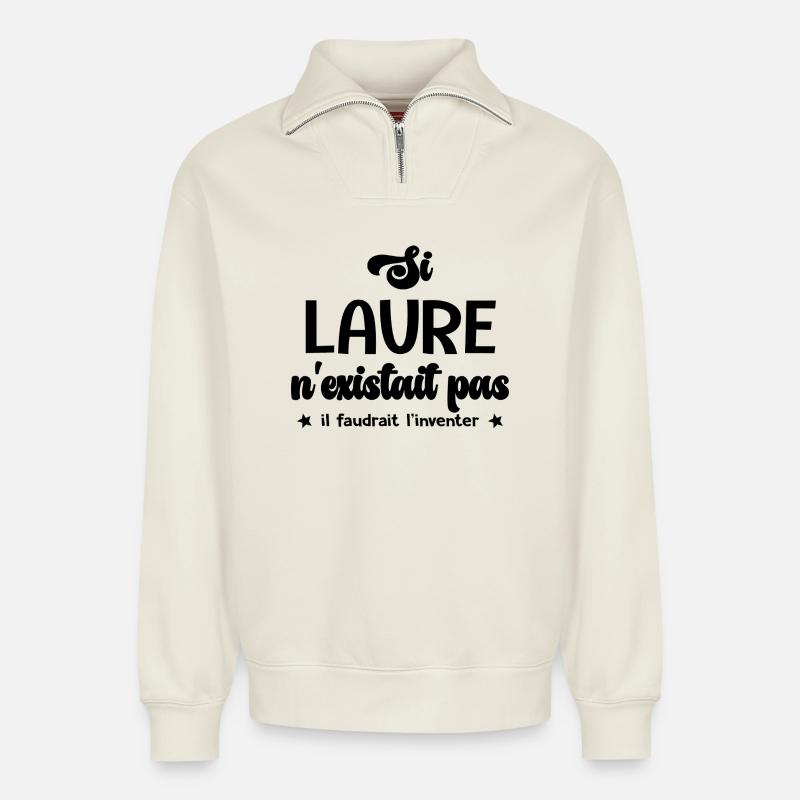 Laure personalisiertes Geschenk Laure. - Relaxed Unisex Organic Half Zip Sweatshirt – von SPREAD - Naturweiß