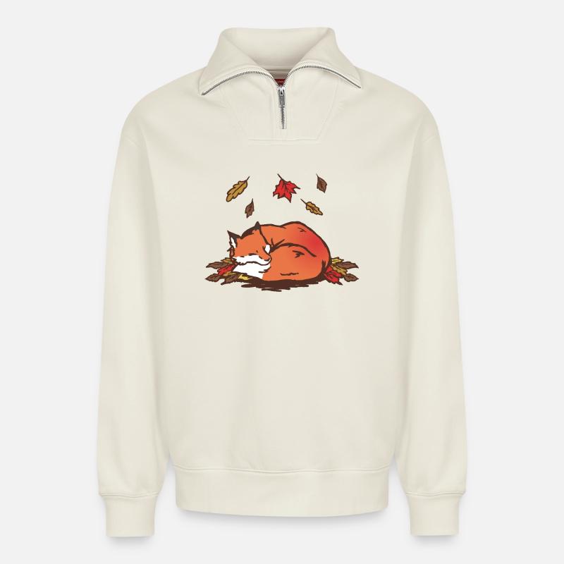 Fox - Relaxed Unisex Organic Half Zip Sweatshirt – von SPREAD - Naturweiß