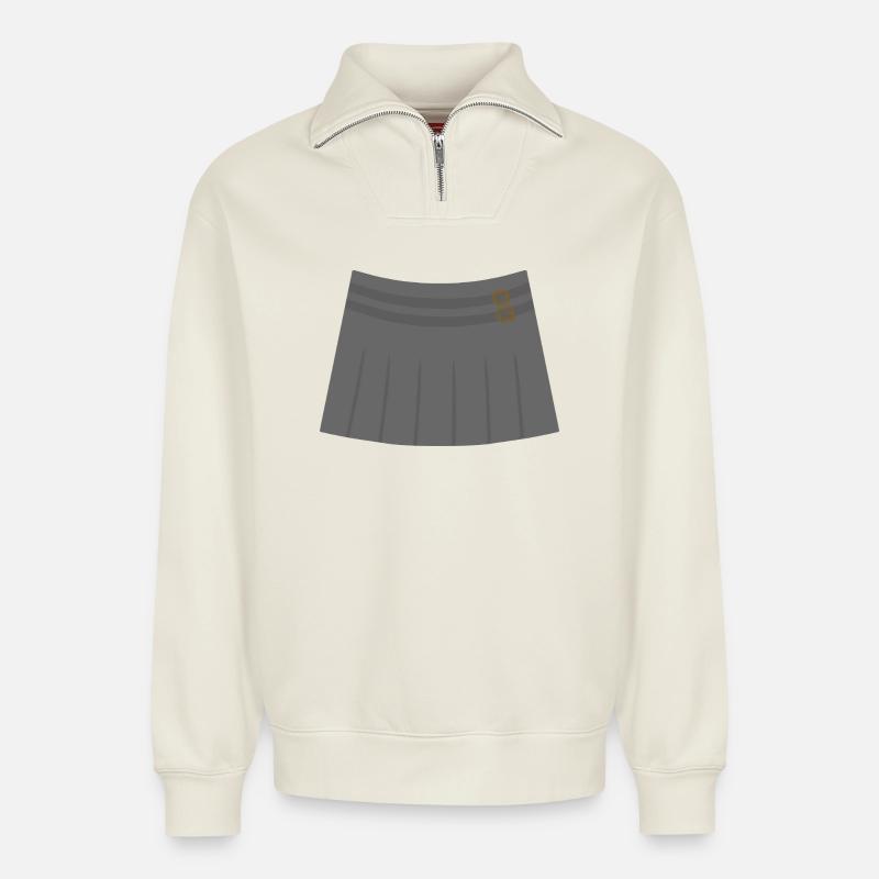 Jupe plissée grise avec boucles - Sweat unisexe décontracté en coton biologique à demi-zip – de SPREAD - blanc cassé