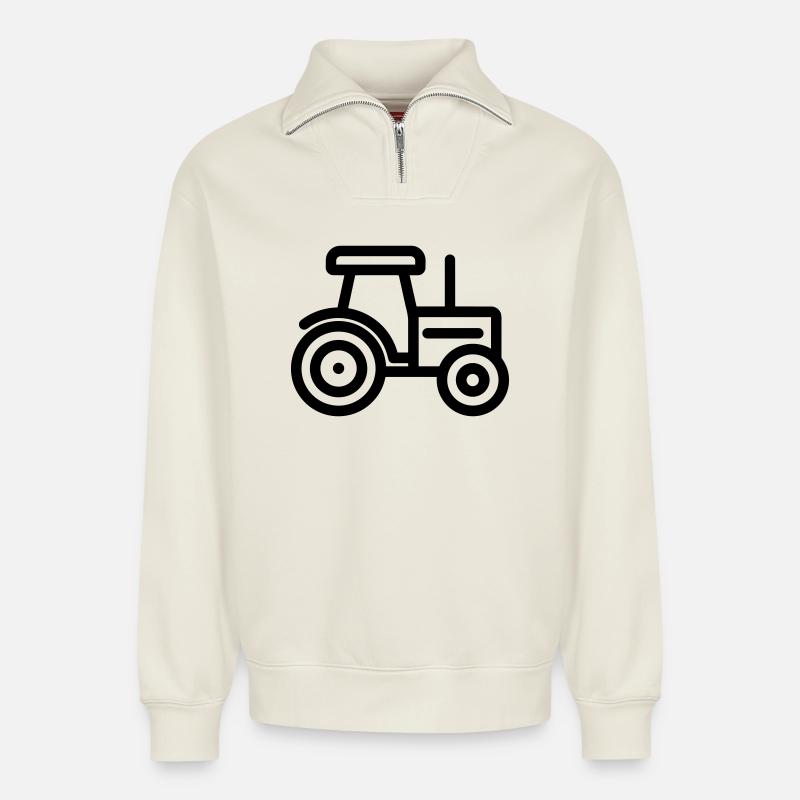 Traktor - Relaxed Unisex Organic Half Zip Sweatshirt – von SPREAD - Naturweiß