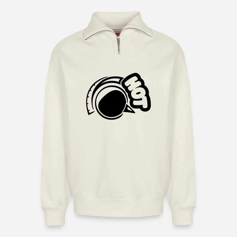 Hot - Relaxed Unisex Organic Half Zip Sweatshirt – by SPREAD - off white