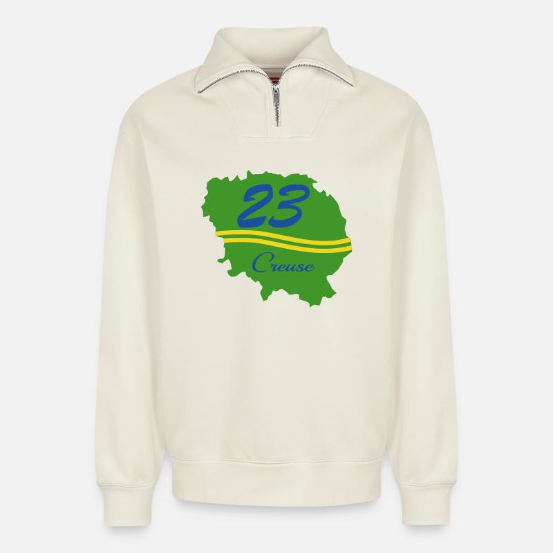 Creuse 23 - Relaxed Unisex Organic Half Zip Sweatshirt – von SPREAD - Naturweiß