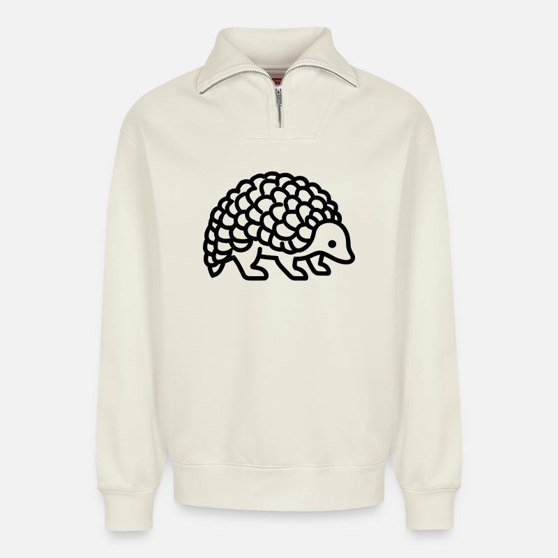 Schuppentier - Relaxed Unisex Organic Half Zip Sweatshirt – von SPREAD - Naturweiß