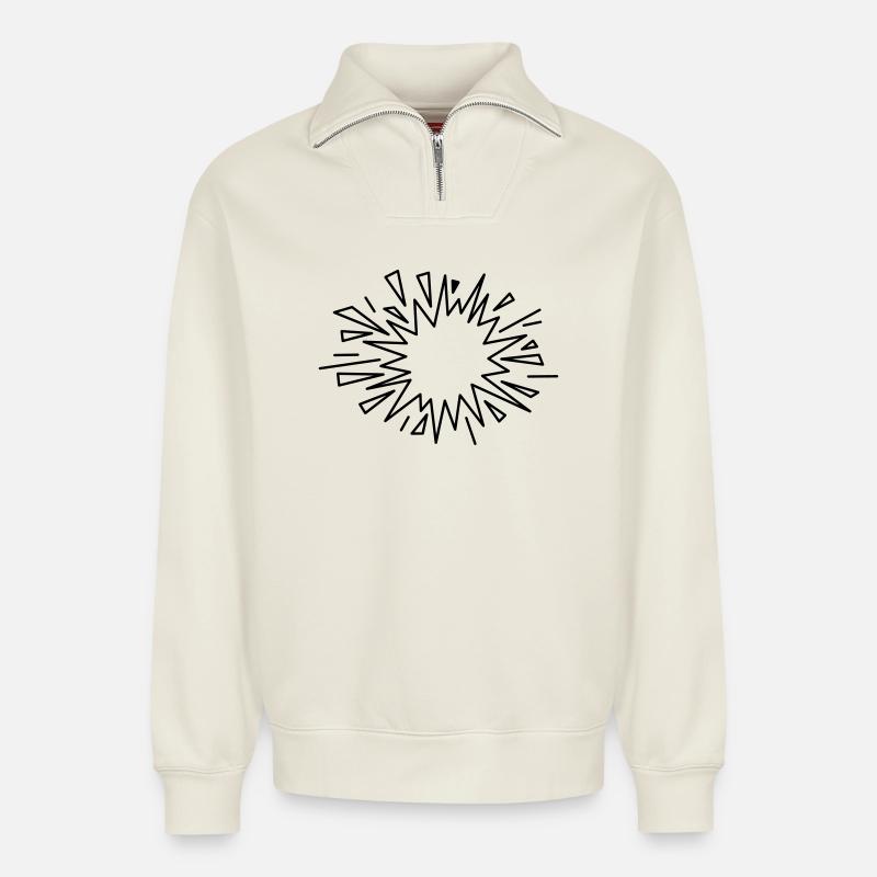 Comic Knall - Relaxed Unisex Organic Half Zip Sweatshirt – von SPREAD - Naturweiß