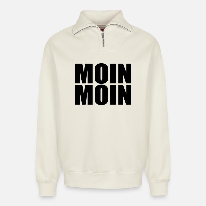 MOIN MOIN - Relaxed Unisex Organic Half Zip Sweatshirt – von SPREAD - Naturweiß