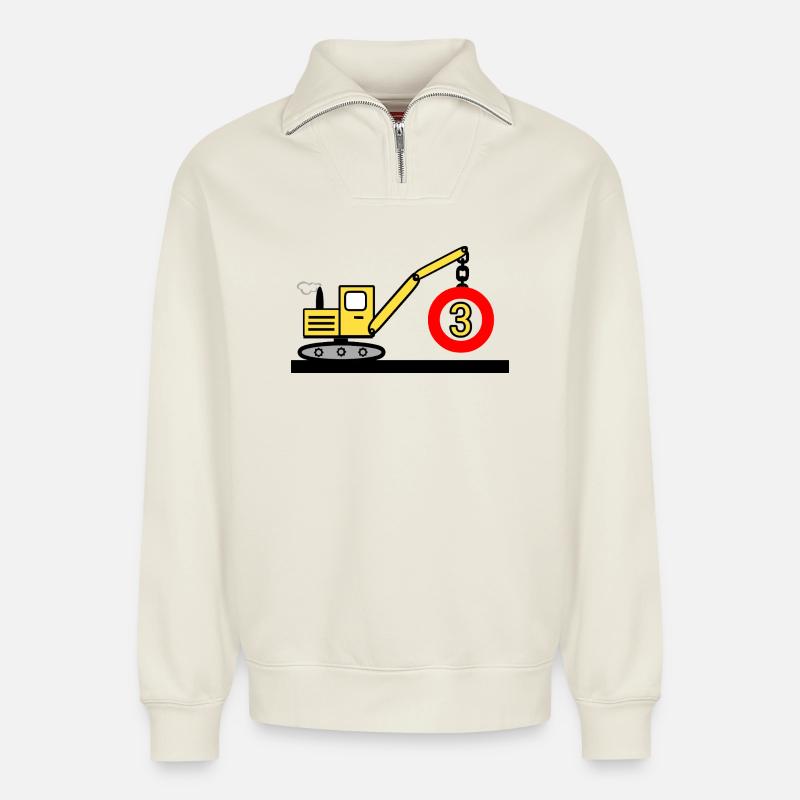 Bagger - Relaxed Unisex Organic Half Zip Sweatshirt – von SPREAD - Naturweiß