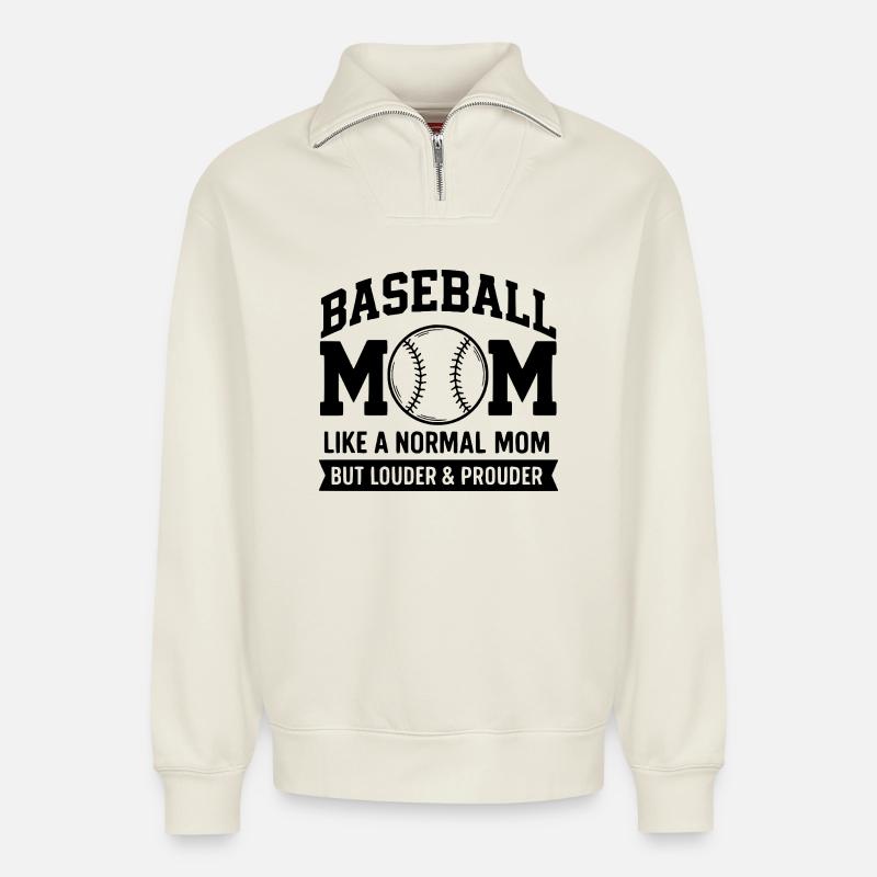 Stolze Baseball-Mutter Zitat Baseball-Mutter - Relaxed Unisex Organic Half Zip Sweatshirt – von SPREAD - Naturweiß