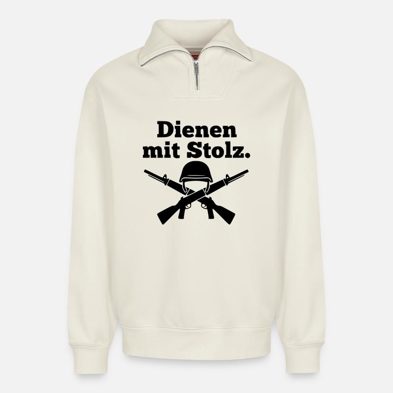 Stolz - Relaxed Unisex Organic Half Zip Sweatshirt – von SPREAD - Naturweiß