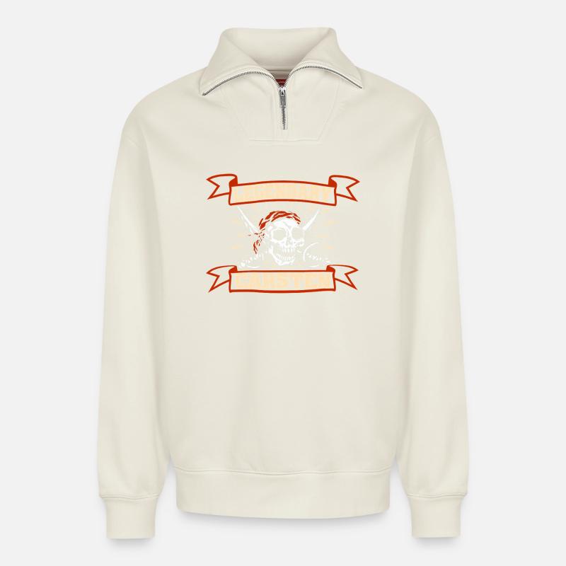 Fasching Carsten - Relaxed Unisex Organic Half Zip Sweatshirt – von SPREAD - Naturweiß