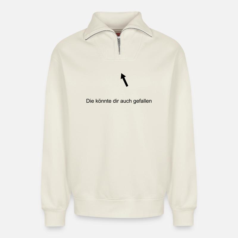 Die koennte dir auch gefallen - Relaxed Unisex Organic Half Zip Sweatshirt – von SPREAD - Naturweiß