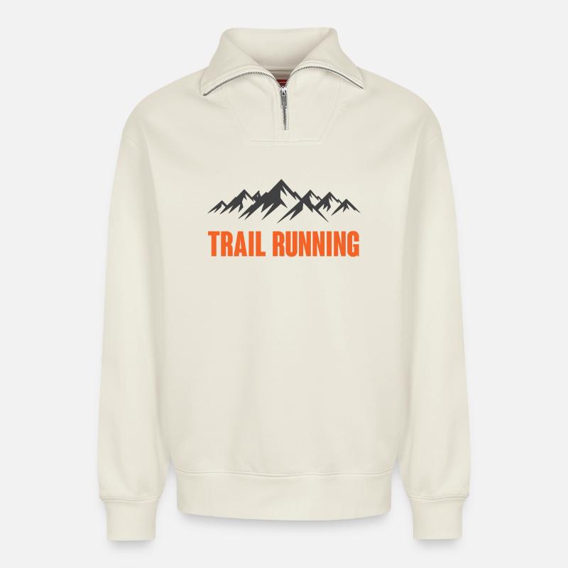 Trailrunning - Relaxed Unisex Organic Half Zip Sweatshirt – von SPREAD - Naturweiß