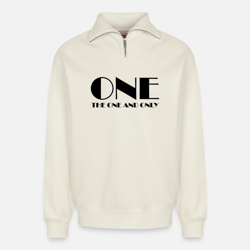 ONE - Relaxed Unisex Organic Half Zip Sweatshirt – von SPREAD - Naturweiß