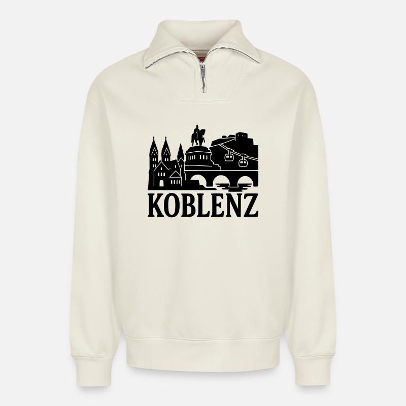 koblenz silhouette - Relaxed Unisex Organic Half Zip Sweatshirt – von SPREAD - Naturweiß