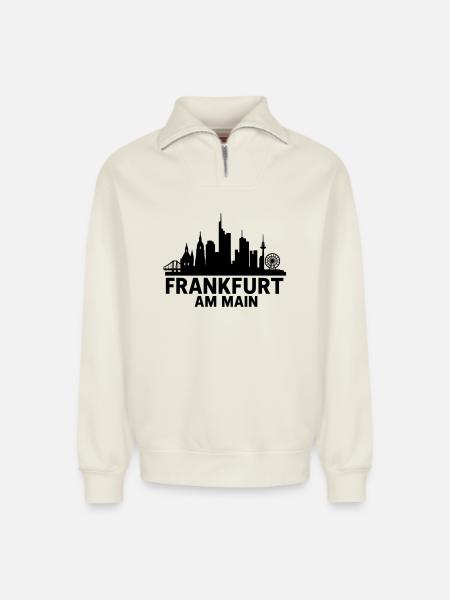 Francfort-sur-le-Main Silhouette - Sweat unisexe décontracté en coton biologique à demi-zip – de SPREAD - blanc cassé